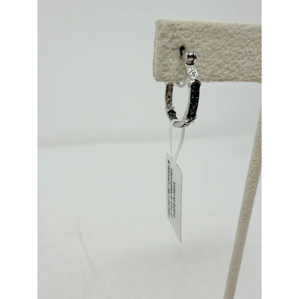 Shop LC Black Diamond Accent Platinum Over Sterling Silver Hoop Earrings 5581